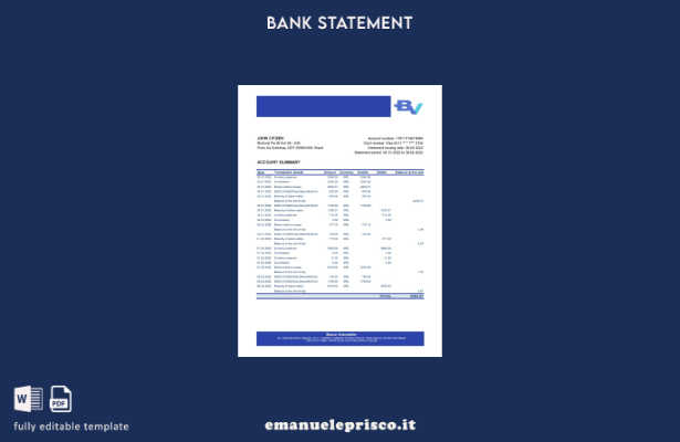 modello Excel di estratto conto bancario Brasile Banco Votorantim in stile verif